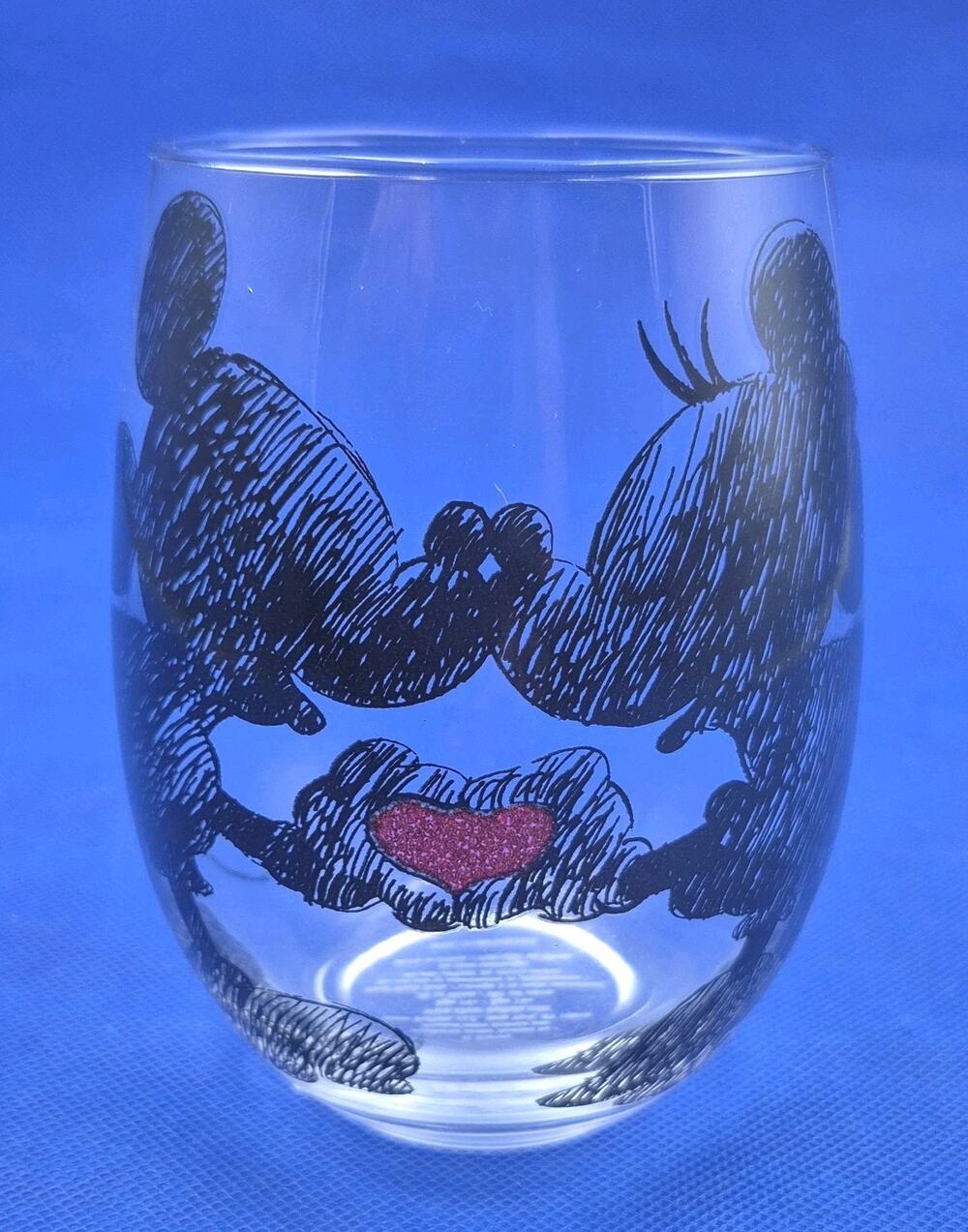 Disney Mickey Minnie Mouse Teardrop Stemless Wine Glass 20oz 5" Tall